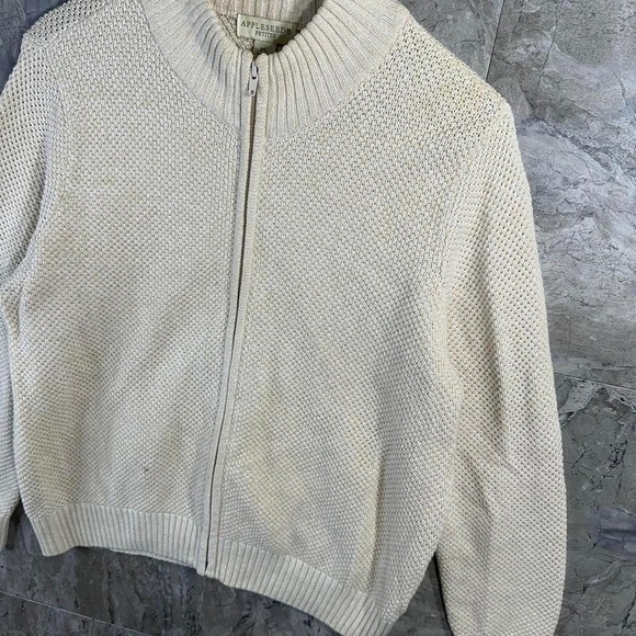 Appleseeds Petites cream cotton cashmere blend knit zip-up sweater
Size Large - Picture 2 of 7